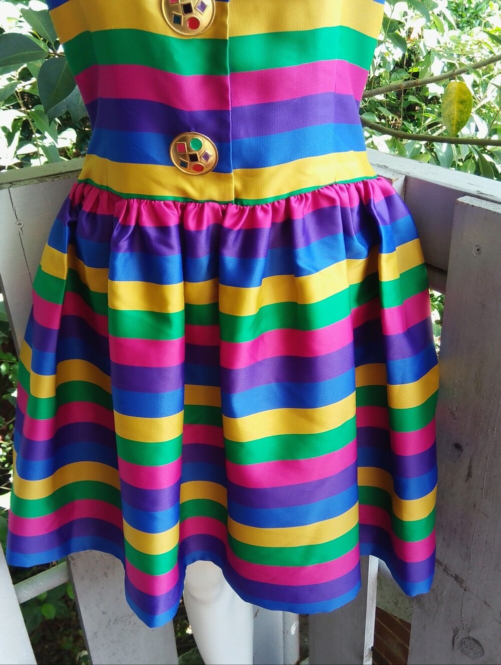 Vintage 1980s Striped Colorful halter Mini Party Dress - Picture 5 of 11